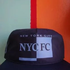 Mitchell & Ness New York City FC Rainy Day Pinch Panel Strapback Hat Headwear
