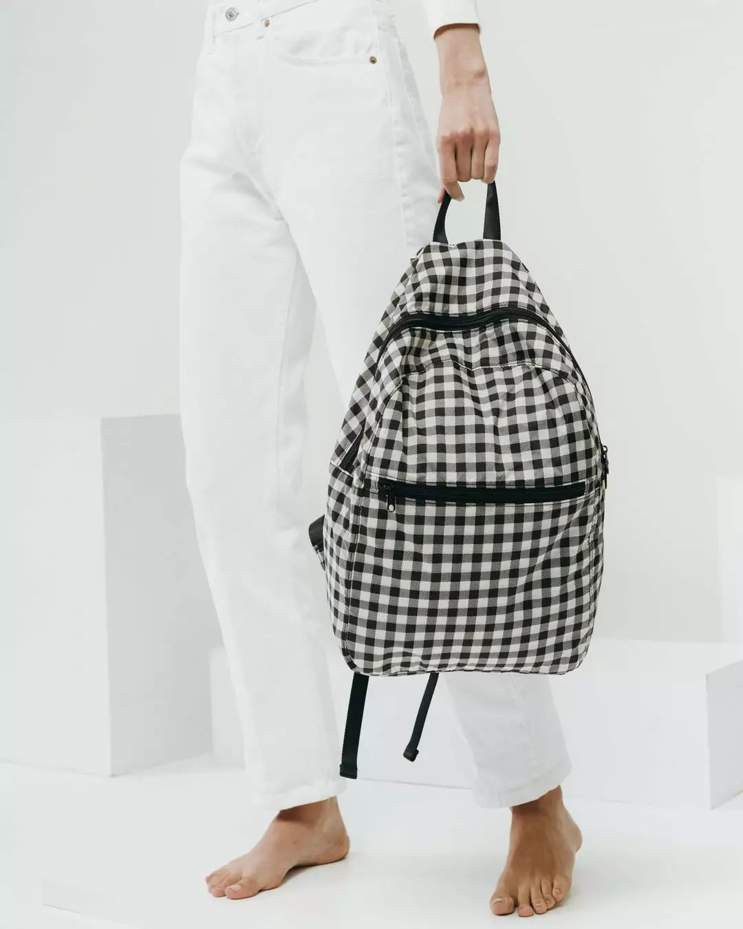 Bags Baggu Ripstop Backpack - Black Gingham 3 Bags Baggu Ripstop Backpack - Black Gingham
