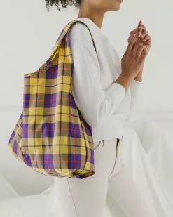 New Arrivals Baggu Standard Reusable Bag - Yellow Tartan