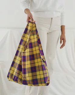 New Arrivals Baggu Standard Reusable Bag - Yellow Tartan