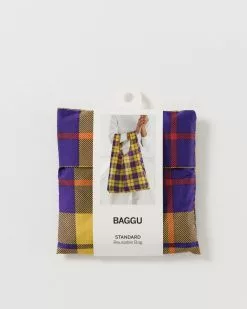 New Arrivals Baggu Standard Reusable Bag - Yellow Tartan