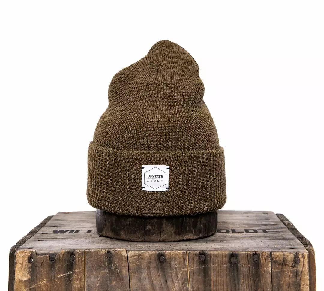 Headwear Upstate Stock 100% Wool Watchcap - Militia Brown 1 Headwear Upstate Stock 100% Wool Watchcap - Militia Brown