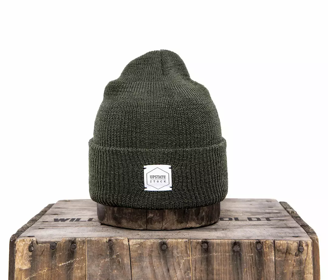 Headwear Upstate Stock 100% Wool Watchcap - Olive 1 Headwear Upstate Stock 100% Wool Watchcap - Olive