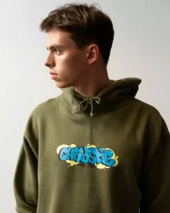 New Arrivals Chrystie NYC Bubble Graffiti Logo Hoodie - Army Green