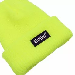 New Arrivals Belief NYC Neon Logo Beanie - Safety Yellow